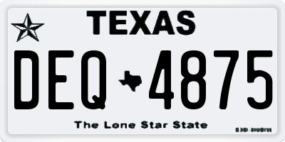 TX license plate DEQ4875