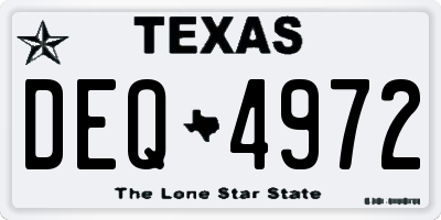 TX license plate DEQ4972