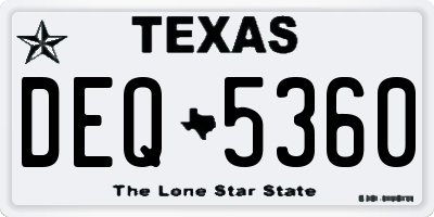 TX license plate DEQ5360