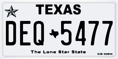 TX license plate DEQ5477