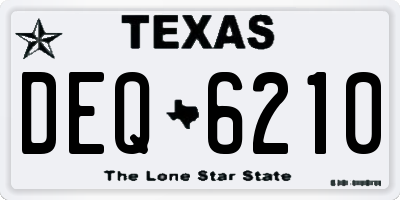TX license plate DEQ6210