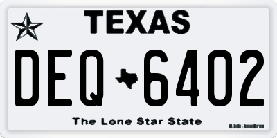 TX license plate DEQ6402