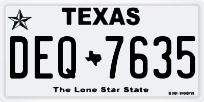 TX license plate DEQ7635
