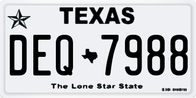 TX license plate DEQ7988