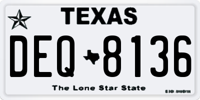 TX license plate DEQ8136