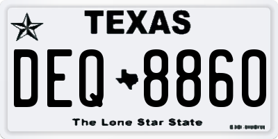 TX license plate DEQ8860