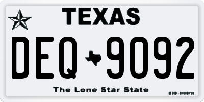 TX license plate DEQ9092