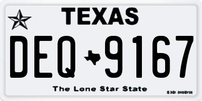 TX license plate DEQ9167