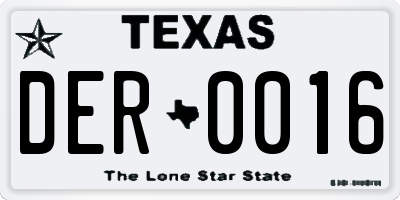 TX license plate DER0016