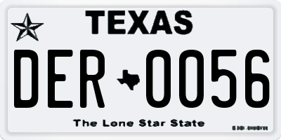 TX license plate DER0056