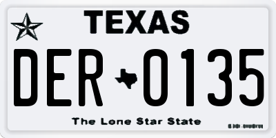 TX license plate DER0135