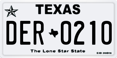 TX license plate DER0210