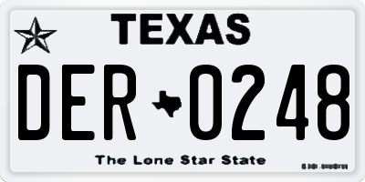 TX license plate DER0248