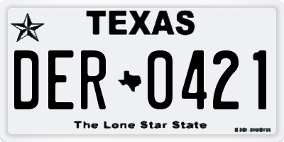 TX license plate DER0421