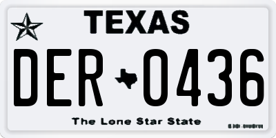 TX license plate DER0436