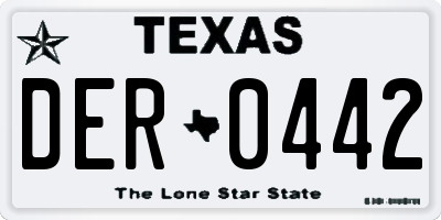 TX license plate DER0442