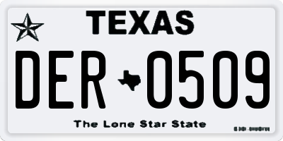 TX license plate DER0509
