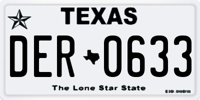 TX license plate DER0633