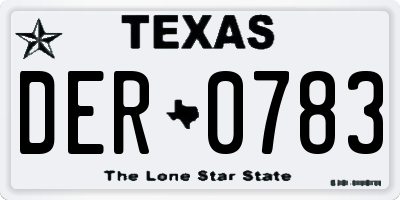 TX license plate DER0783