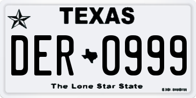 TX license plate DER0999