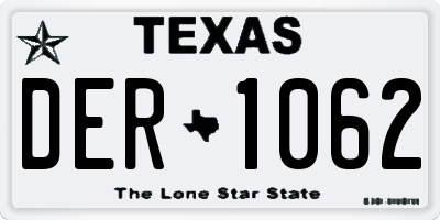 TX license plate DER1062