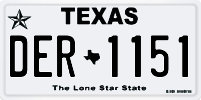 TX license plate DER1151