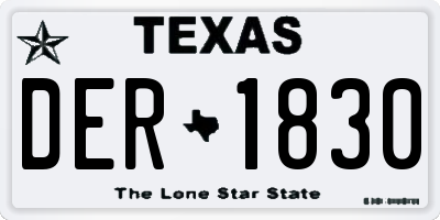 TX license plate DER1830