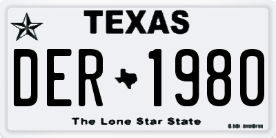 TX license plate DER1980