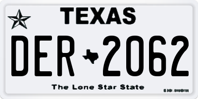 TX license plate DER2062