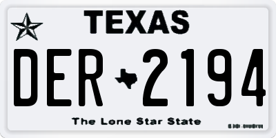 TX license plate DER2194