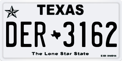 TX license plate DER3162