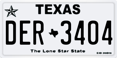 TX license plate DER3404