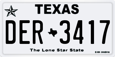 TX license plate DER3417