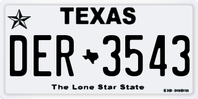 TX license plate DER3543