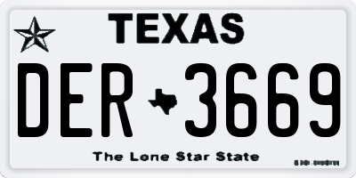 TX license plate DER3669
