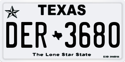 TX license plate DER3680