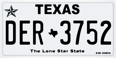 TX license plate DER3752