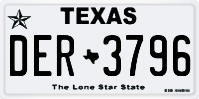 TX license plate DER3796