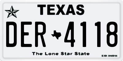 TX license plate DER4118