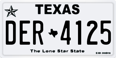 TX license plate DER4125