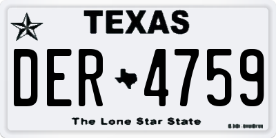 TX license plate DER4759
