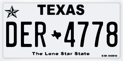 TX license plate DER4778