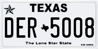 TX license plate DER5008