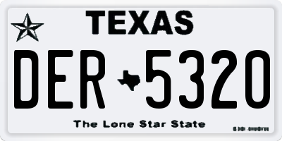 TX license plate DER5320