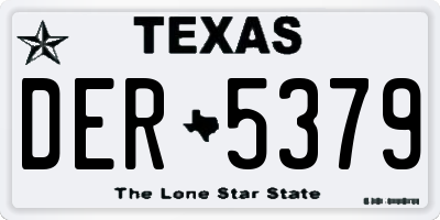 TX license plate DER5379