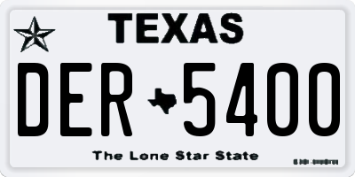 TX license plate DER5400