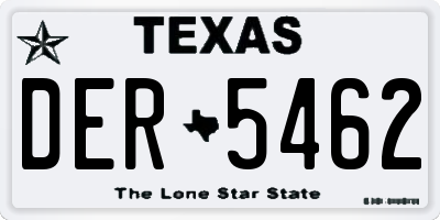 TX license plate DER5462
