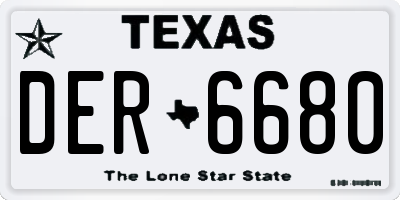 TX license plate DER6680