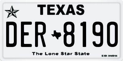 TX license plate DER8190