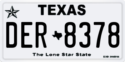 TX license plate DER8378